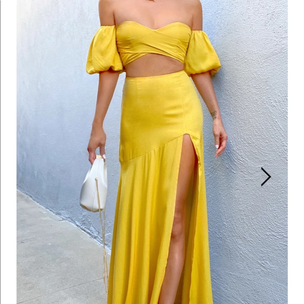 Runaway The Label Latel Skirt and Top In Marigold